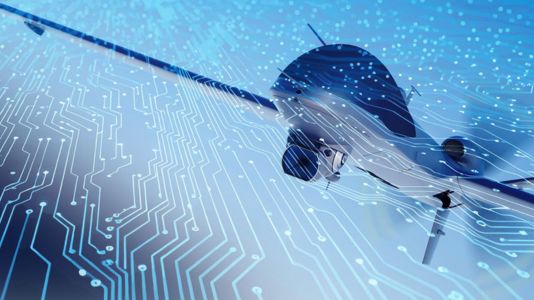Circuit board on a drone, illustrating safety-critical electronics in the defense industry