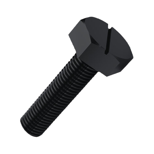 Sechskantschraube ISO4017 M1,2x2,5 PA6.6 schwarz Sechskant mit Schlitz