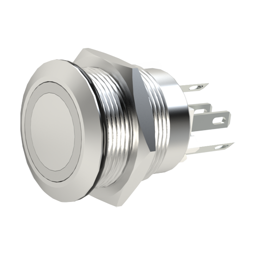 Switch Vandal Resistant Illuminated Stainless steel/1-pole/2.8x0.8mm