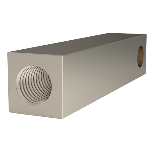 Threaded Block 37x8x8 | M4 / Ø4.2 Nickel-Plated Brass
