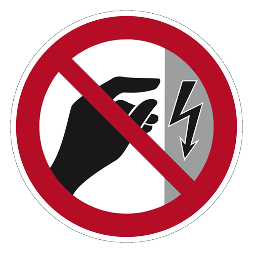 Warnschild: Schild "Nicht berühren, Gehäuse unter Spannung" - ø50,0mm