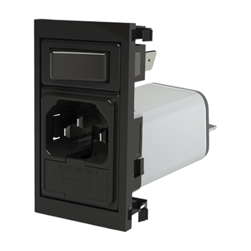 Polysnap C14 IEC Inlet Snap-In Single Fused with Filter 6A