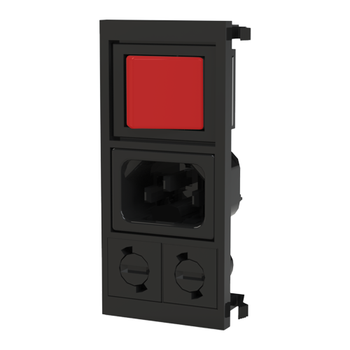 IEC Power Inlet Snap-in mounting Plug/Fuseholder/Switch red illum.