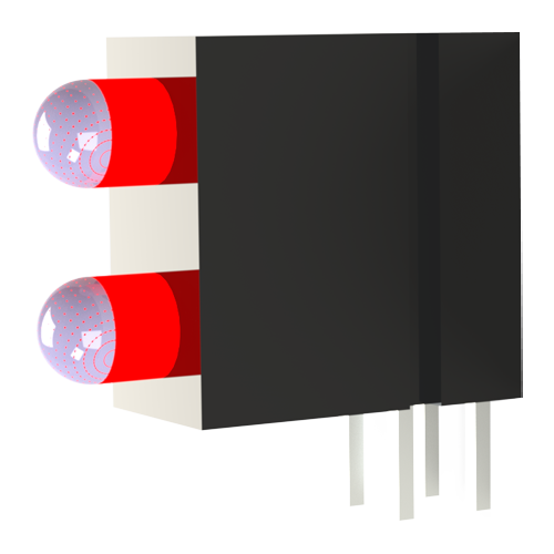 Dual-LED ø3mm red/red LEB below: red / above: red