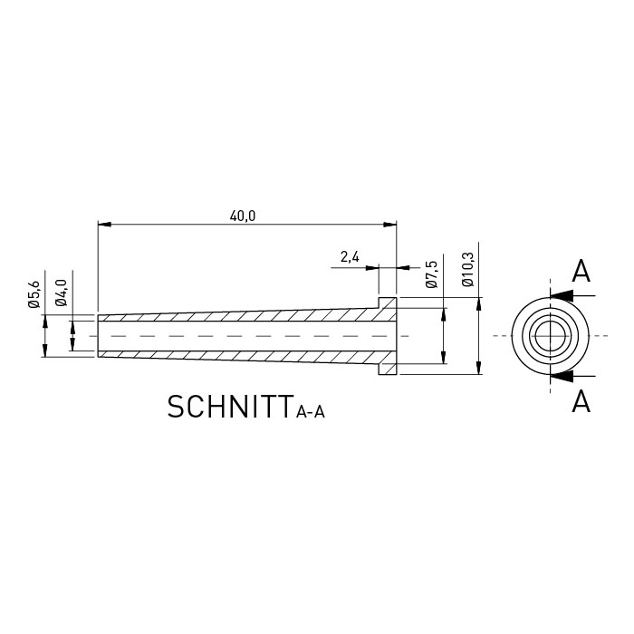 Knickschutztülle ø4/41,3mm PVC schwarz -30°/+50°C