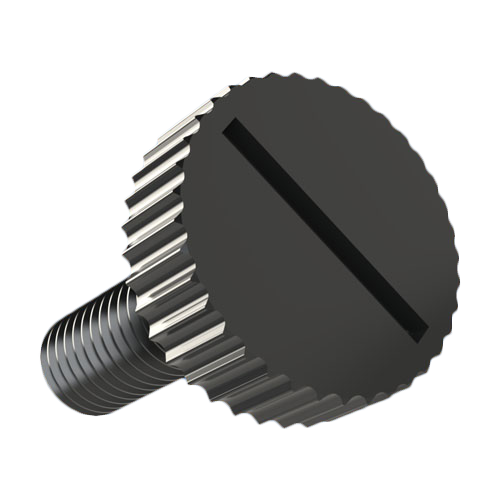 Knurled Thumb Screw M6x10 PA/GF Black Vertical Knurl