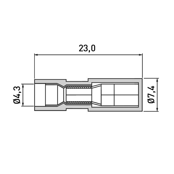 Round receptacle ø4.0mm 0.5-1.5mm² PVC,red UL-listed E329382 AWG22-16