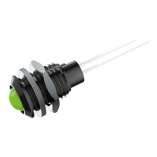 Panel Mount LED-5mm green Chrom Plated Black