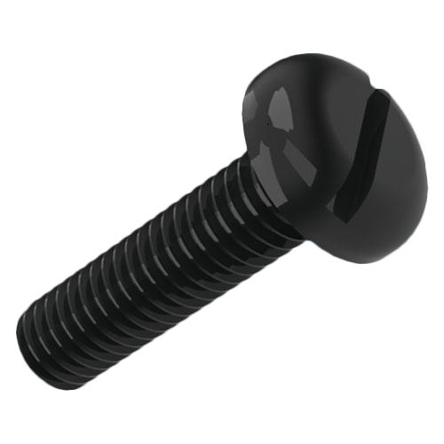 Flachkopfschraube ISO1580 M5x16 PA6.6 schwarz Schlitz Linsenkopf