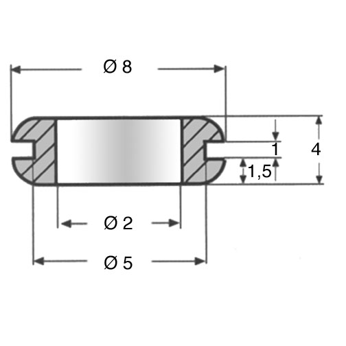 Hole Grommet 2.0/5.0-1.0mm PVC black