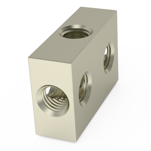 Threaded Block 15x10x5 | 3x M3 Nickel-Plated Brass
