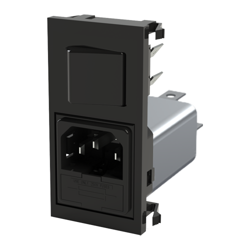 Polysnap C14 IEC Inlet Snap-In / 6A Fused Inlet Vertikal with Filter