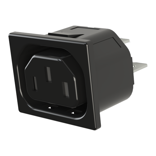 IEC Power Outlet Snap-in 1.5mm 10A/250V 6.3x0.8mm terminals