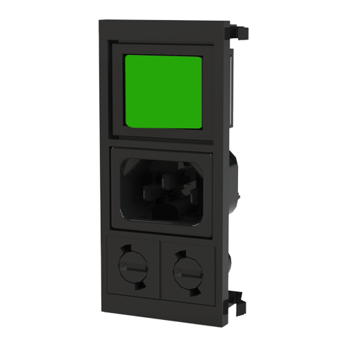 IEC Power Inlet Snap-in Switch green illum./2x fuseholder