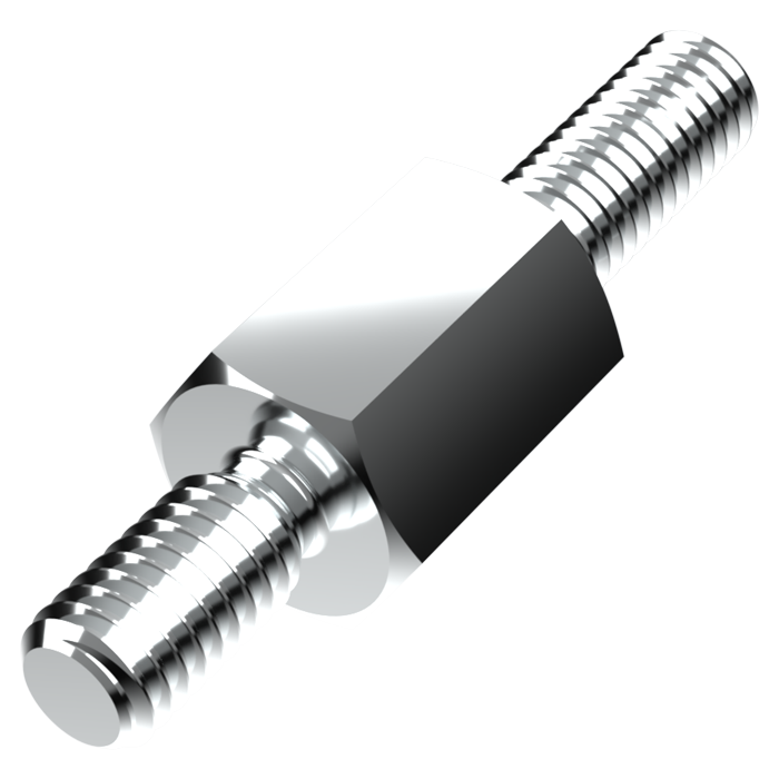 Abstandsbolzen Stahl verzinkt A/A SW5,5x7,5 | Gewinde M3x6 / M3x8 m.F.