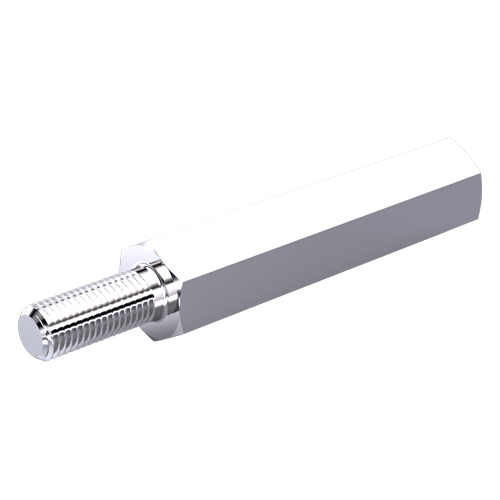 Abstandsbolzen Stahl verzinkt I/A SW5x4,3 I=M2,5x2,5 A=M2,5x4 o. Freistich
