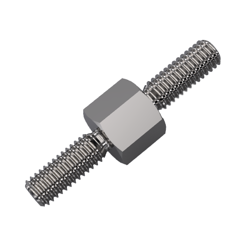 Abstandsbolzen Stahl rostfrei blank A/A SW5,5x3 | Gewinde M3x6 / M3x6 m.F.