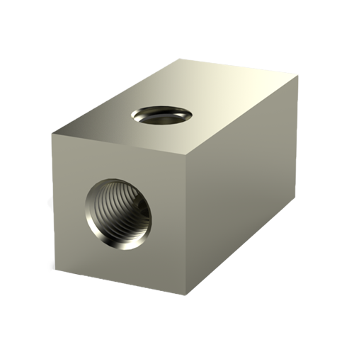 Threaded Block 6.5x5x5 | 2x M2.5 Nickel-Plated Brass
