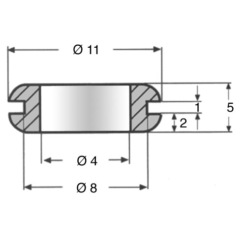 Hole Grommet 4.0/8.0-1.0mm PVC black