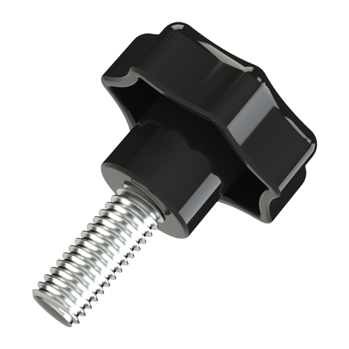 Star Knob M6 x 40 PA Black Vertical Knurl