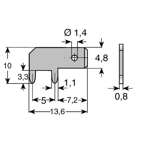 Blade Terminal 4.8x0.8 | 90° Tin-Plated Brass