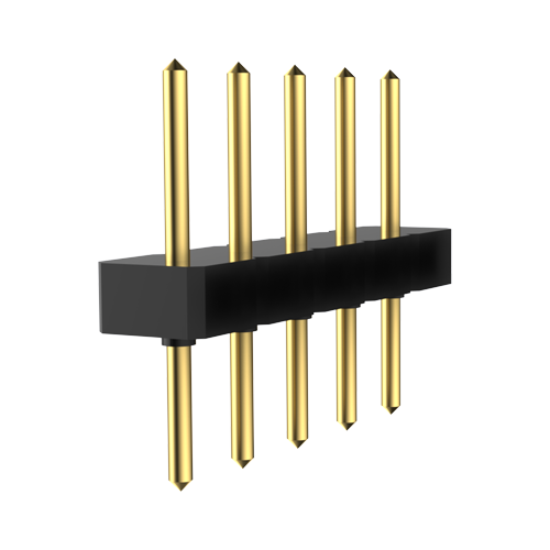 Strip Header 1x 5 pole 8.7mm Brass gold-plated - round pins ø0.5mm