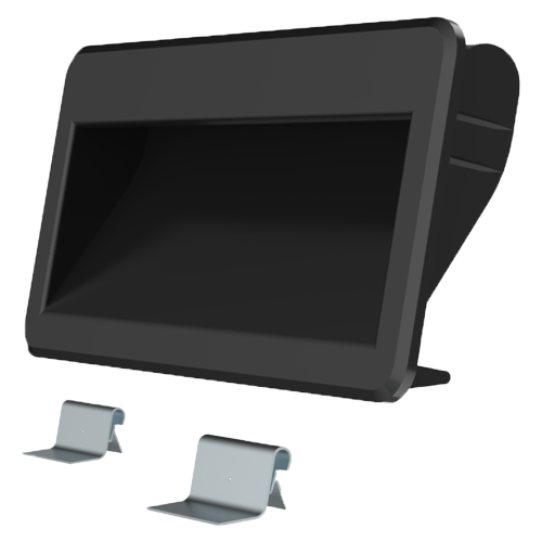 Tray Handle 110x56mm/0.75-1.5mm ABS black/with 2 spring-clambs