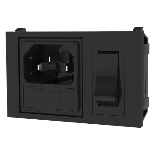 IEC Fused Inlet - Horizontal Fuse holder/Switch/6.3x0.8mm terms