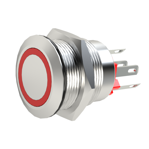 Switch Vandal Resistant Illuminated Stainless steel/1-pole/2.8x0.8mm