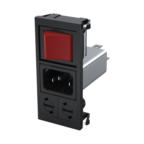 IEC Power Inlet Switch red 2x 5x20mm Snap-In Mounting