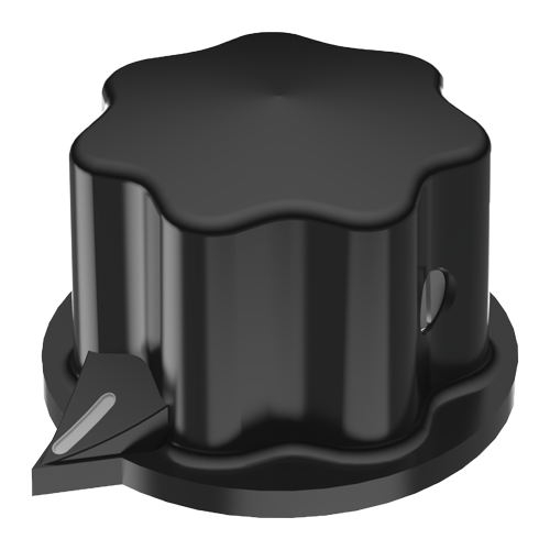 Tuning knob, lateral screw fixing, white marking
