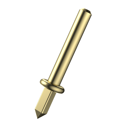Lötstift ø1,3x13,5mm Messing vergoldet 4-kant Einpressschaft