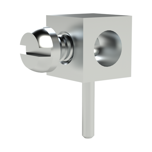 Metric Binding Post 1pole M2.5/90° Brass,tinned/hole dia. 1.17mm