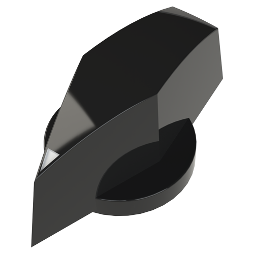 Tuning knob, lateral screw fixing, round shaft ends, white marking