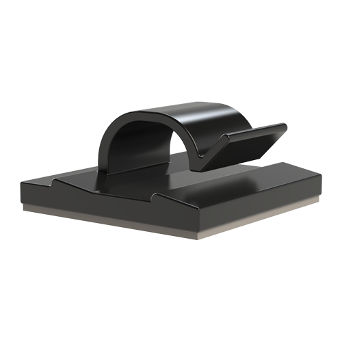 Cable Clip 4.5x4.mm PA black with adhesive tape 19x19mm
