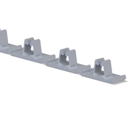 Wire Saddle 6.5x6.4mm - strip 10 pcs with adhesive PU tape 8.8x18mm