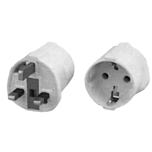 2-pole grounded adapter plug, UK, Schuko socket, fused, 13A, white