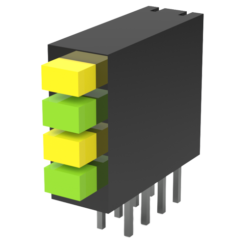 LED-2x3 4-f. Kombination senkrecht Farben: gelb/grün/gelb/grün