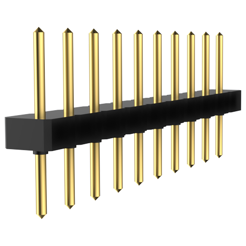 Strip Header 1x 10 pole/8.7mm Brass,gold-plated/round pins ø0.5mm