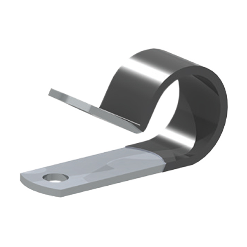 Cable Clamp ø12.7/9.5mm hole ø4.4mm Aluminium with vinyl coating