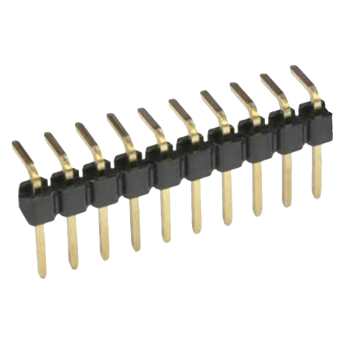 Pin Header 1x 10-pole/90°angled Brass,gold-plated