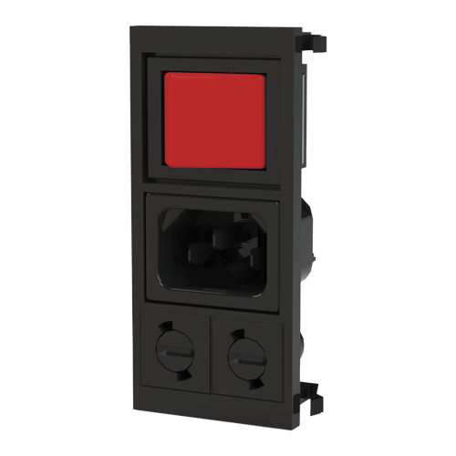 IEC Power Inlet Snap-in mounting Plug/Fuseholder/Switch red illum.